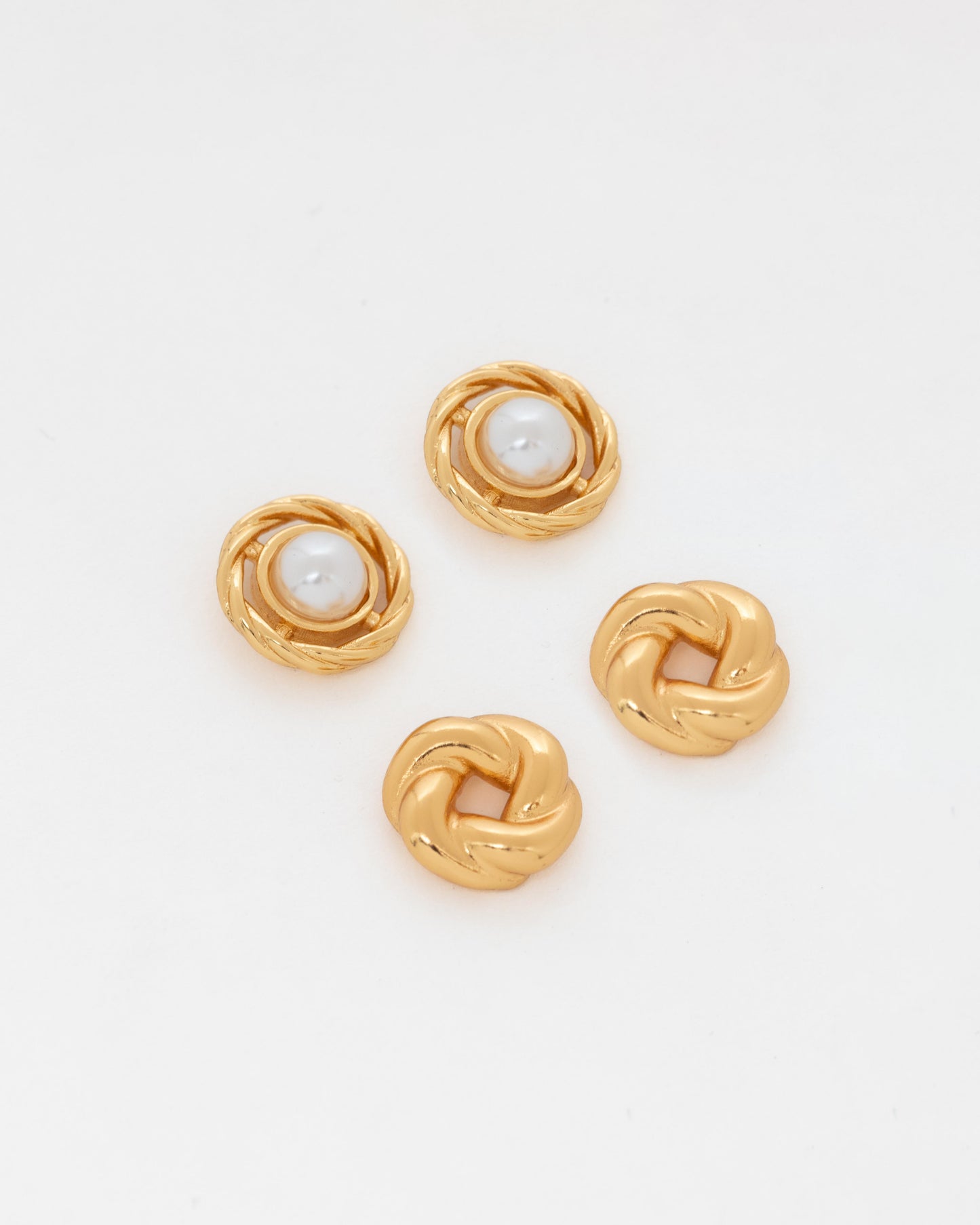 Set 2 pares Aretes Perla Lazo (Pequeños)