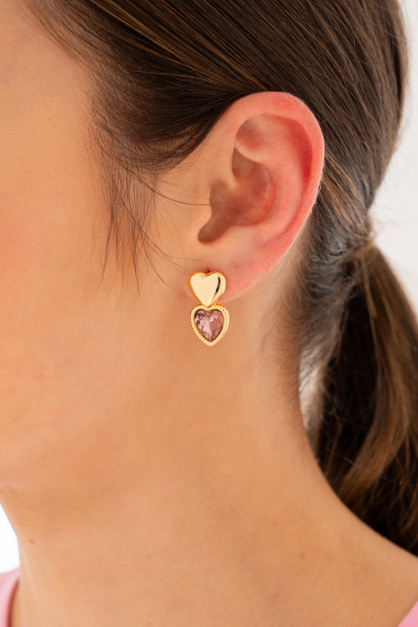 Aretes dúo corazón cristal by José y Cami
