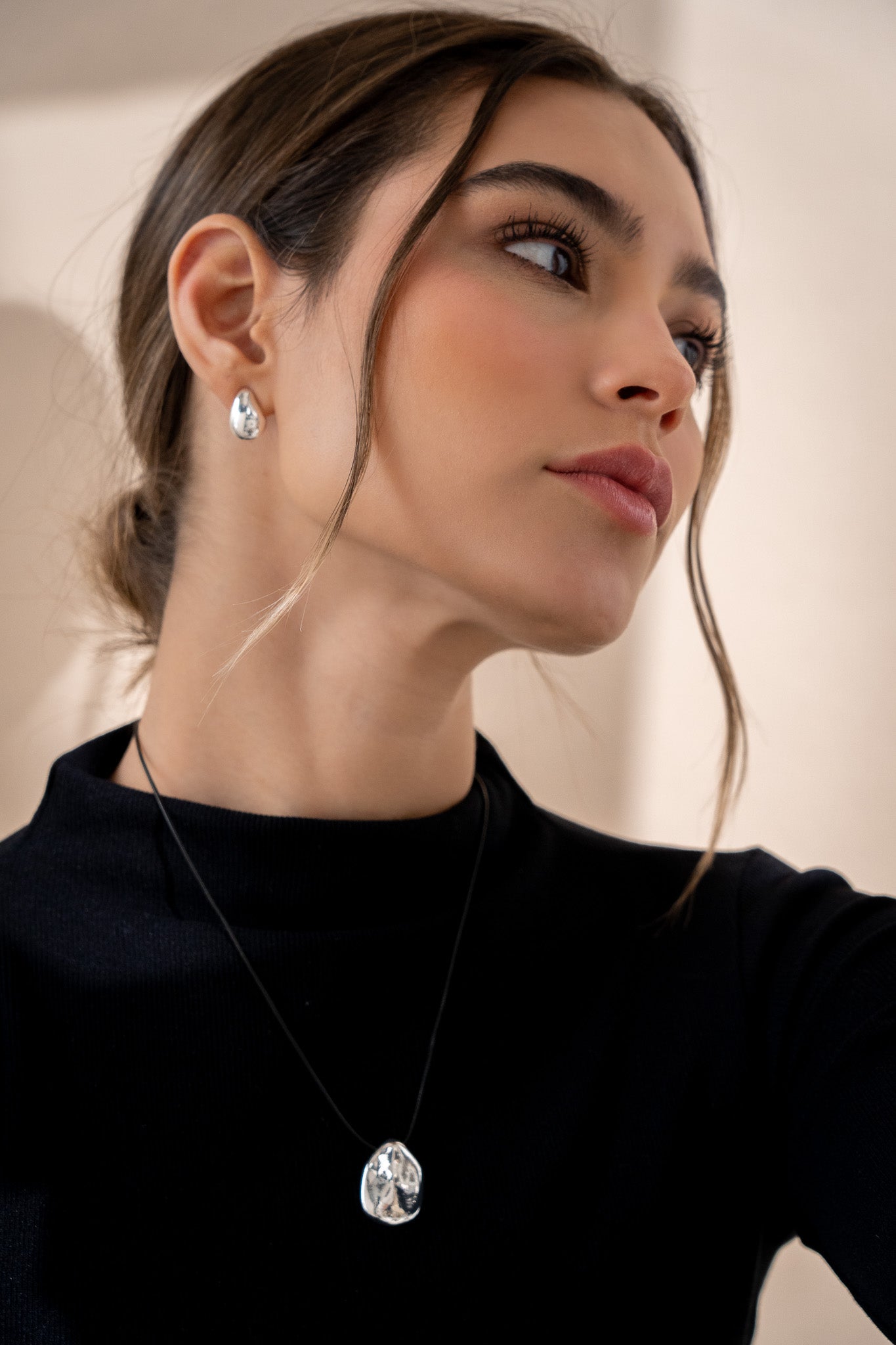 Cuerito + Arete Gota Silver