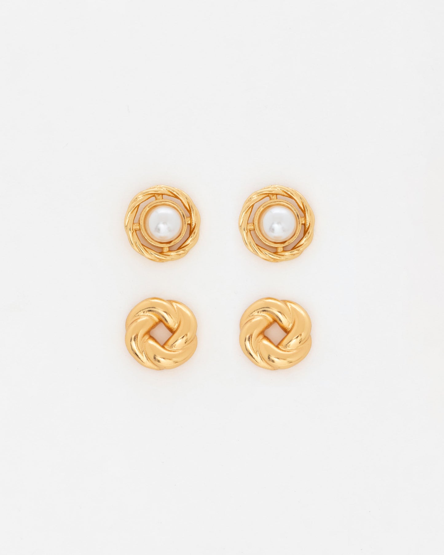 Set 2 pares Aretes Perla Lazo (Pequeños)