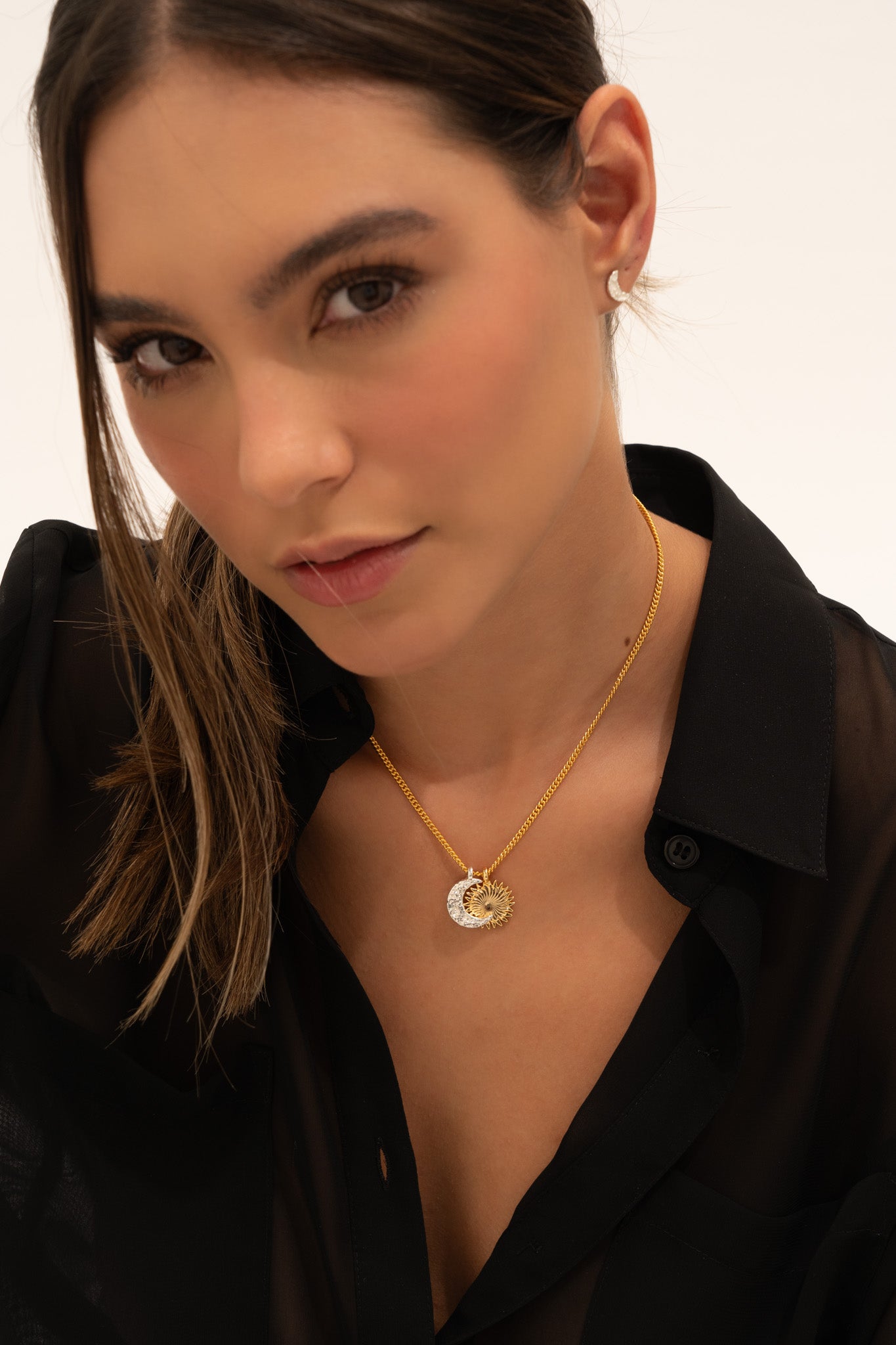 Collar Sol y Luna + Aretes Luna