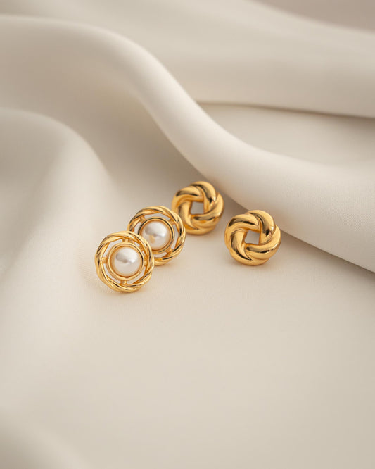 Set 2 pares Aretes Perla Lazo (Pequeños)