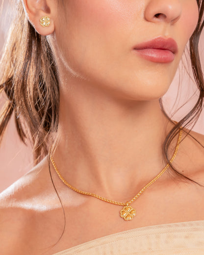 Set Collar + Aretes Trebol Gold