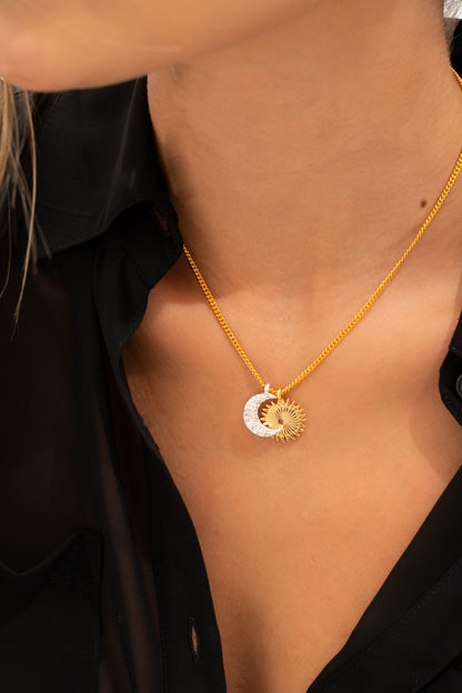 Collar Sol y Luna + Aretes Luna