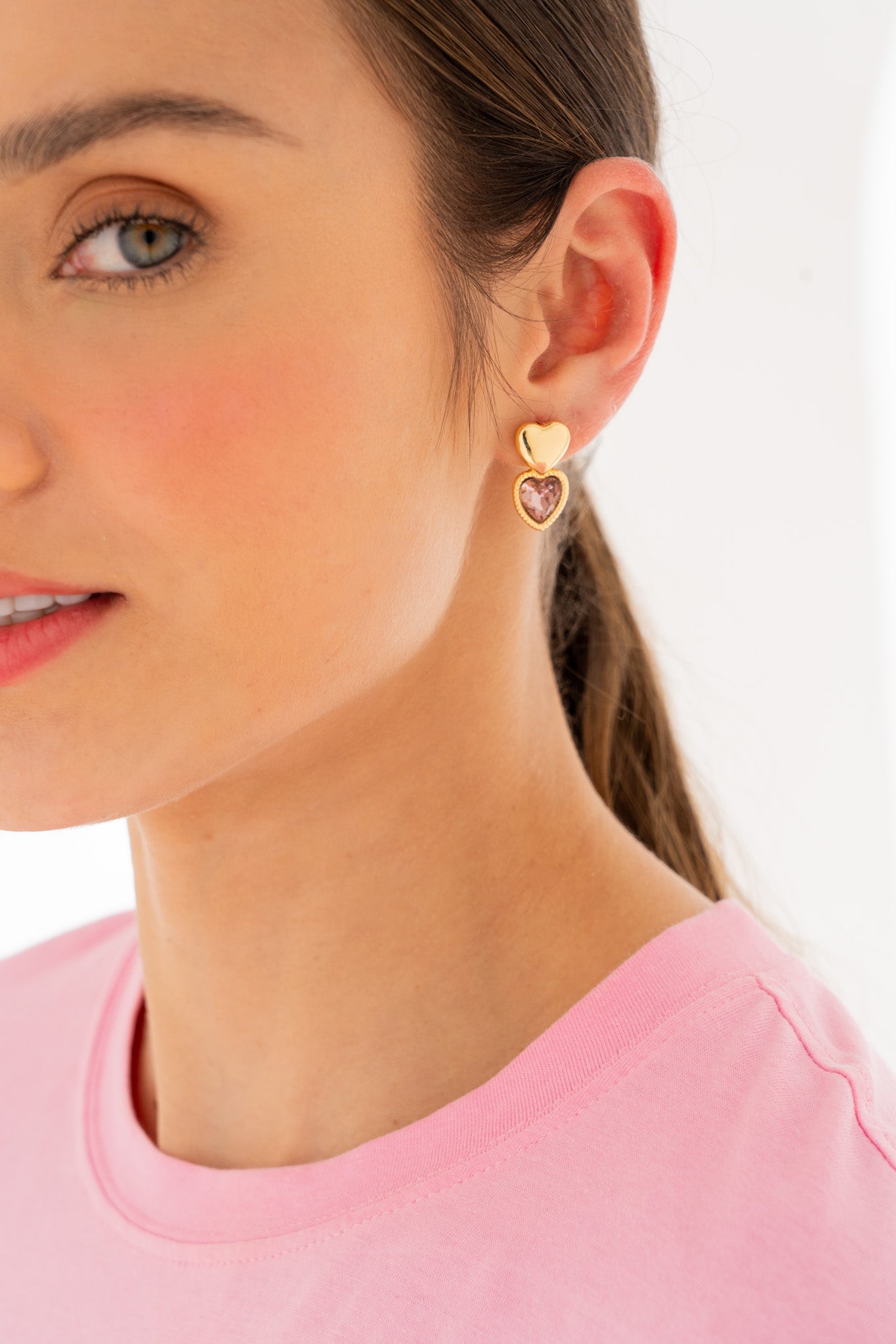 Aretes dúo corazón cristal by José y Cami