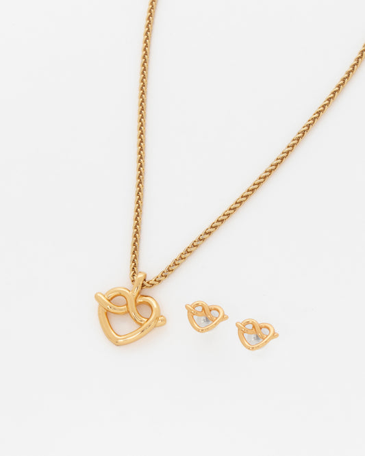 Set Collar + Aretes Corazón Lazo