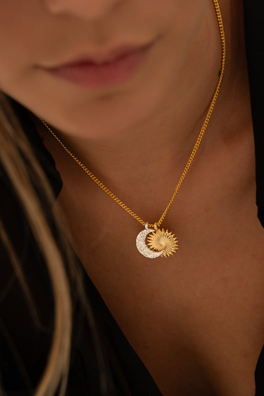 Collar Sol y Luna + Aretes Luna