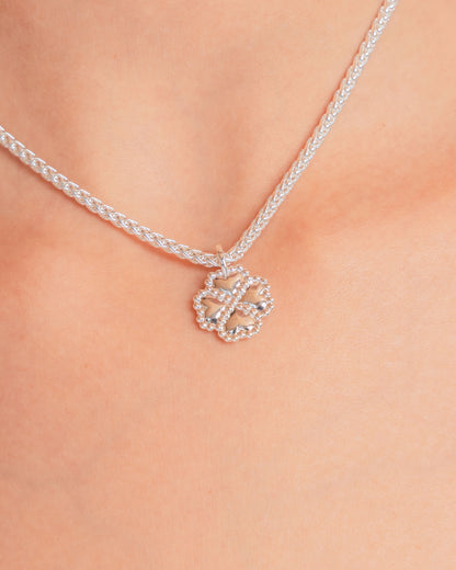 Set Collar + Aretes Trebol Silver