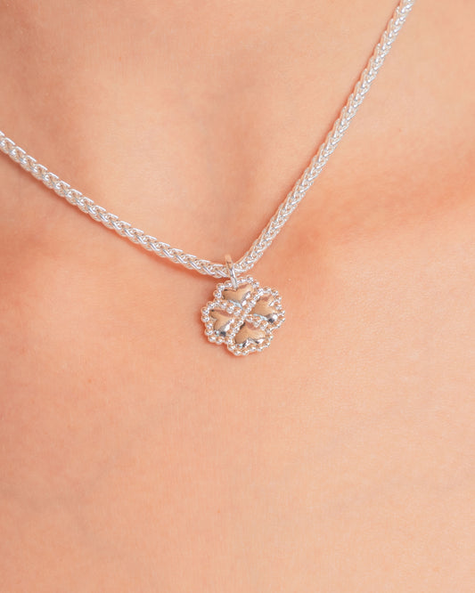 Set Collar + Aretes Trebol Silver