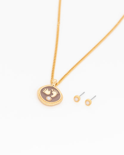 Collar manito perla + aretes perla